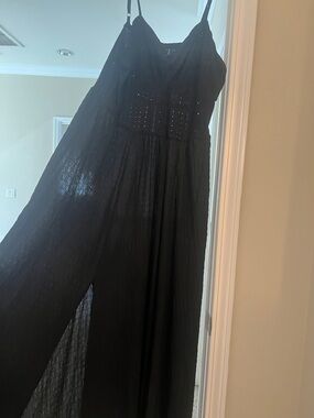 SHEIN Black Spaghetti-Strap Maxi Dress with Studded Waist